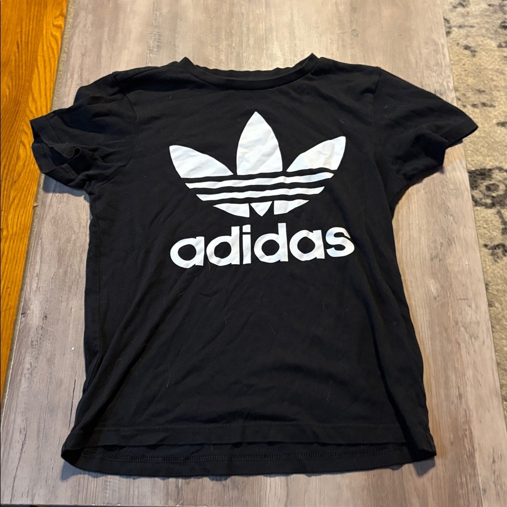 Adidas Black Tee with White Trefoil Logo